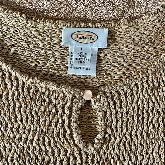 Talbot’s tan‎ shortsleeve knit pullover scoop neck keyhole detail L - Picture 2 of 7